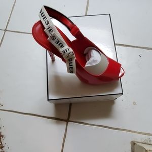 Patent red shoes